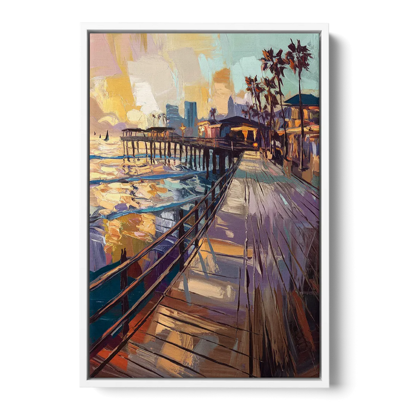 San Diego Boardwalk Scenes Front - White Canvas Wall Art