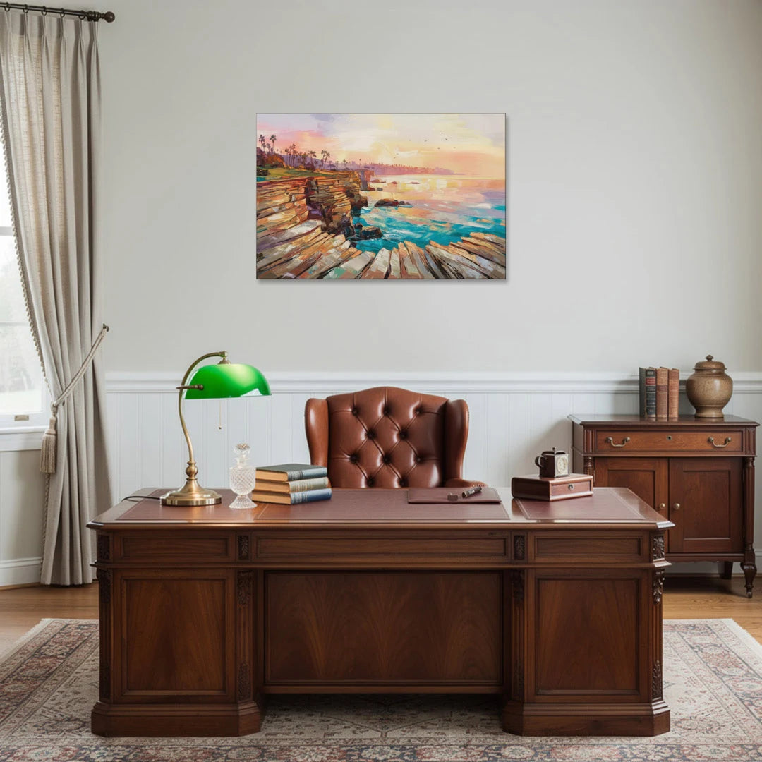 San Diego Coastal Cliffs - Canvas Wall Art - Office - 36x24