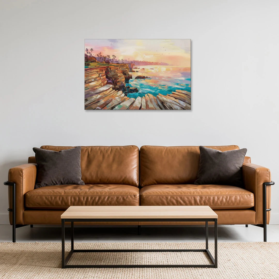 San Diego Coastal Cliffs - Canvas Wall Art - Sofa - 36x24