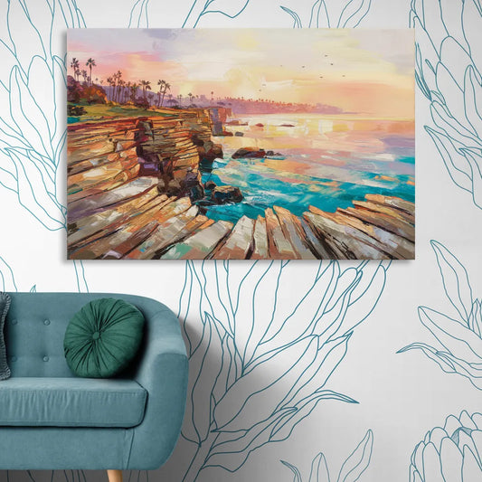 San Diego Coastal Cliffs Living Room - Canvas Wall Art