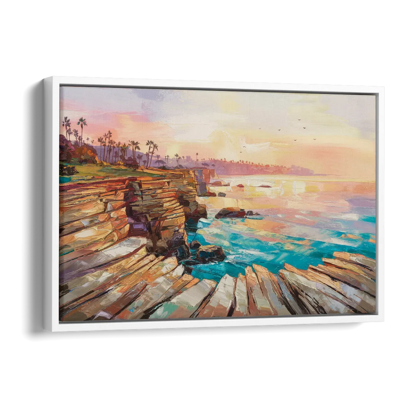 San Diego Coastal Cliffs Side - White Canvas Wall Art