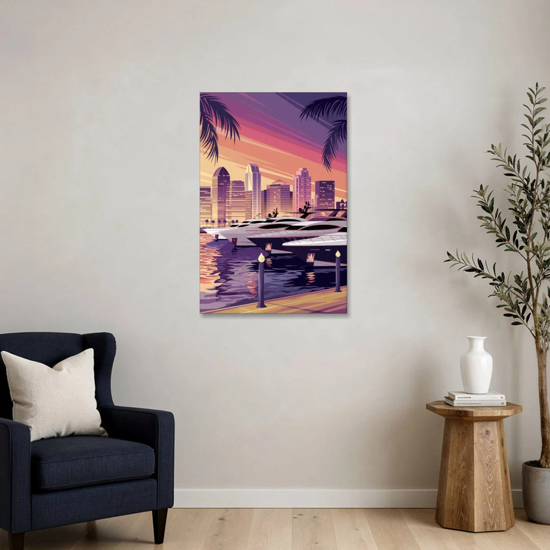 San Diego Harbor View - Canvas Wall Art - Sofa - 24x36