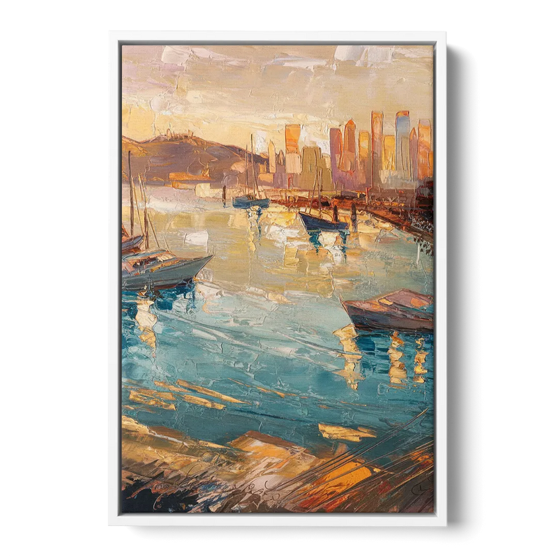 San Diego Harbor View Coastal Front - White Canvas Wall Art