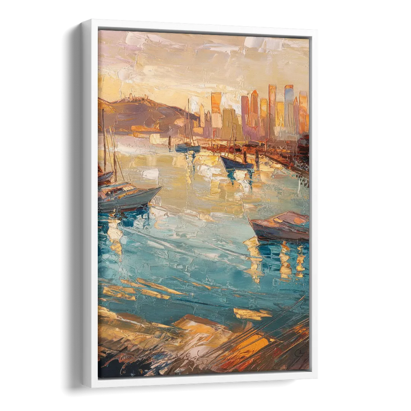 San Diego Harbor View Coastal Side - White Canvas Wall Art