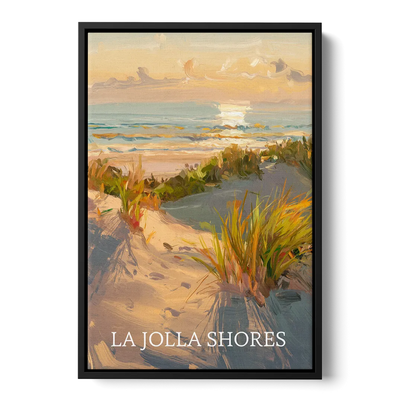 San Diego La Jolla Shores Front - Black Canvas Wall Art