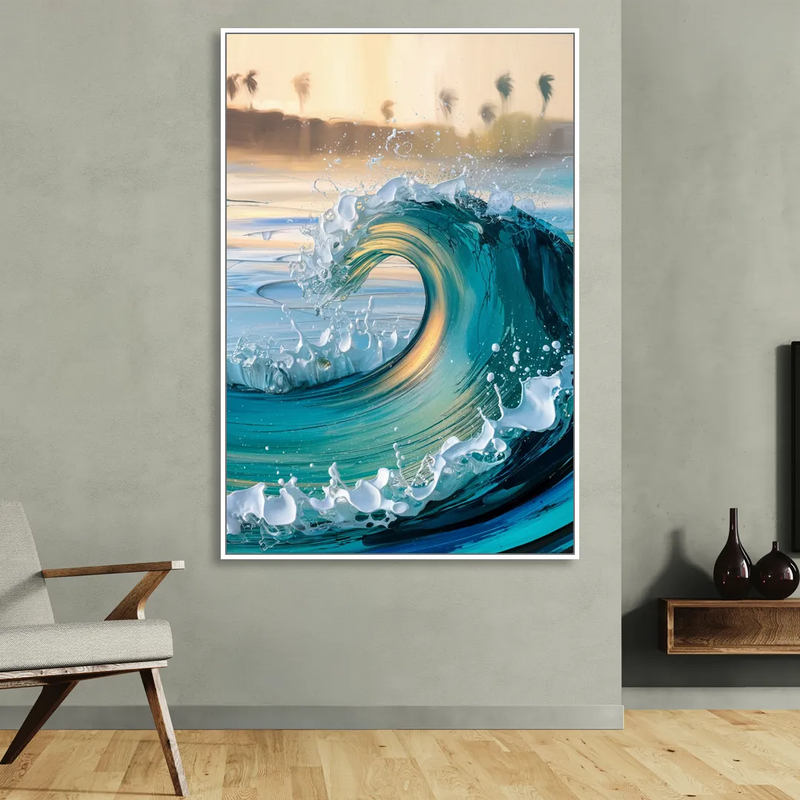 San Diego Ocean Waves Living Room - White Canvas Wall Art