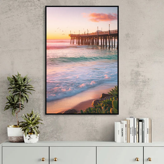 San Diego Pacific Beach Vibes Living Room - Black Canvas Wall Art
