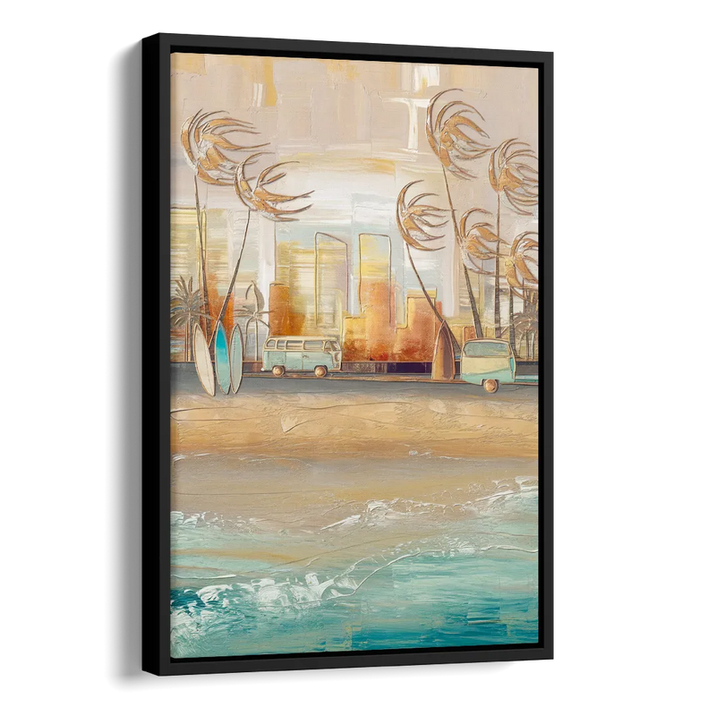 San Diego Pacific Beach Vibes Surf Side - Black Canvas Wall Art