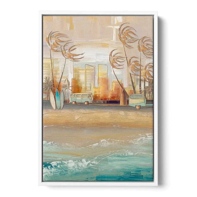San Diego Pacific Beach Vibes Surf Front - White Canvas Wall Art