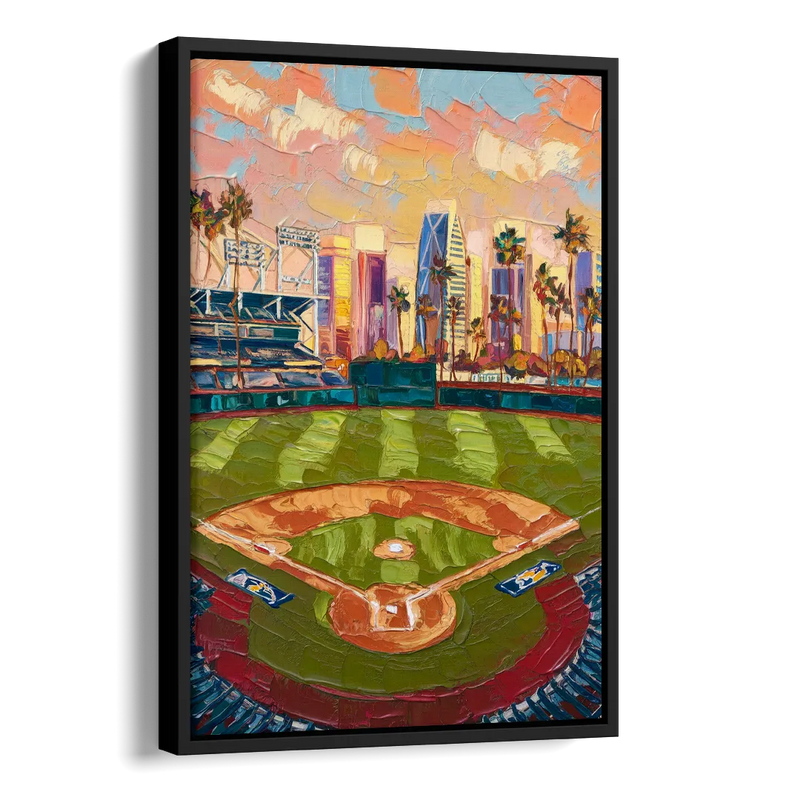 San Diego Padres Stadium Side - Black Canvas Wall Art