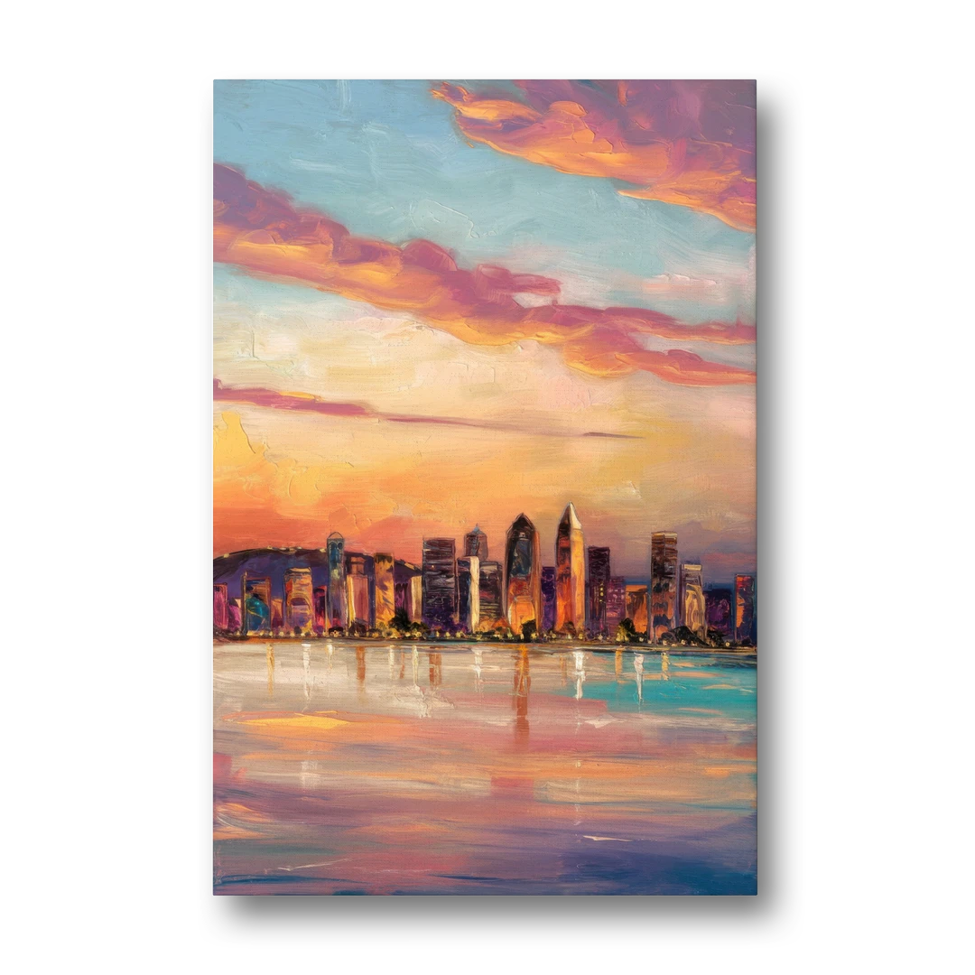 San Diego Skyline Sunset - Canvas Wall Art - Front