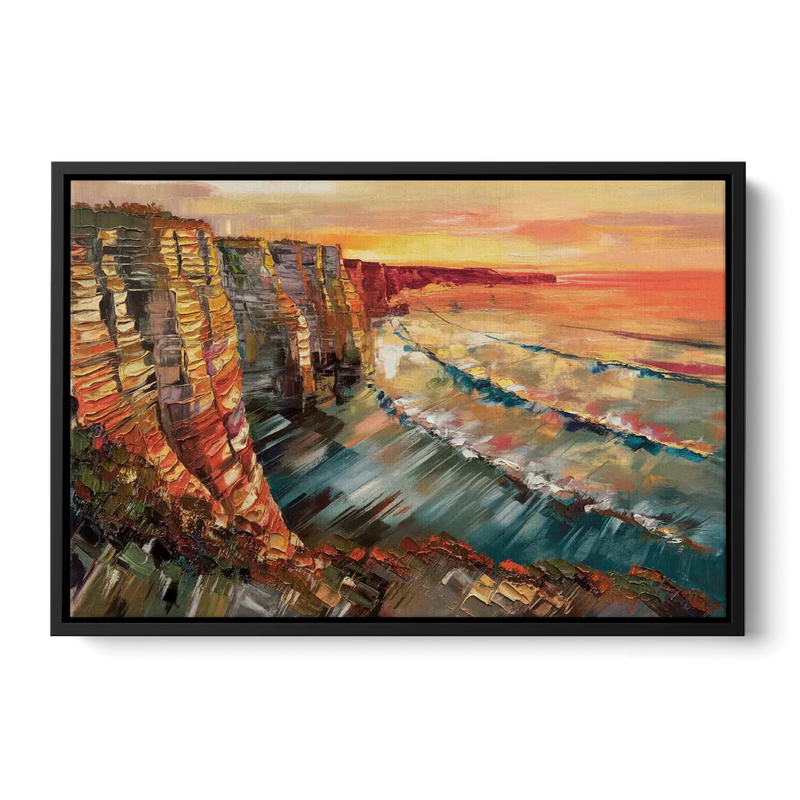 San Diego Sunset Cliffs Front - Black Canvas Wall Art