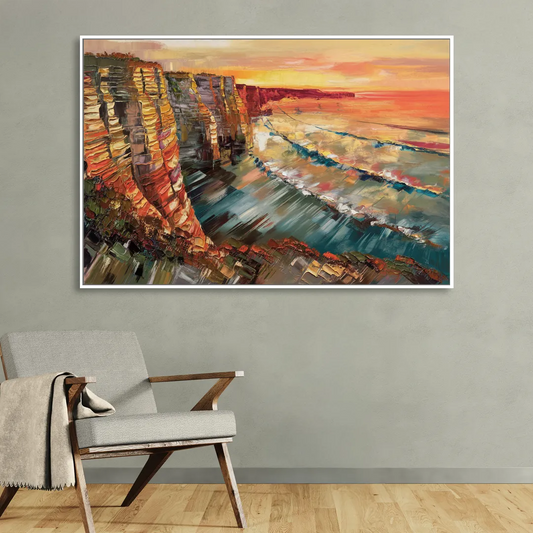San Diego Sunset Cliffs Living Room - White Canvas Wall Art