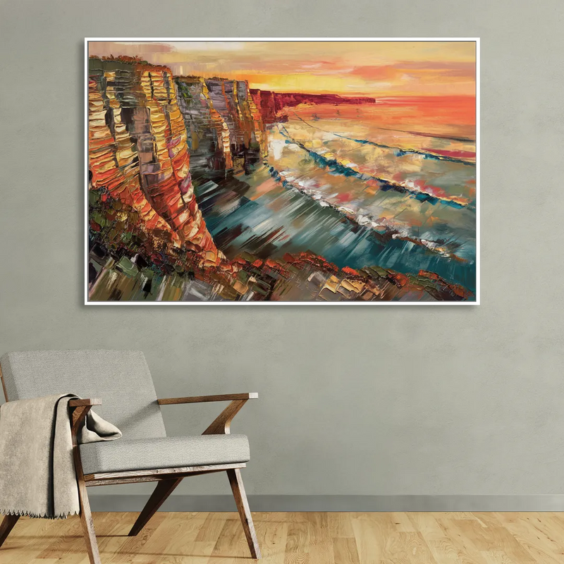 San Diego Sunset Cliffs Living Room - White Canvas Wall Art