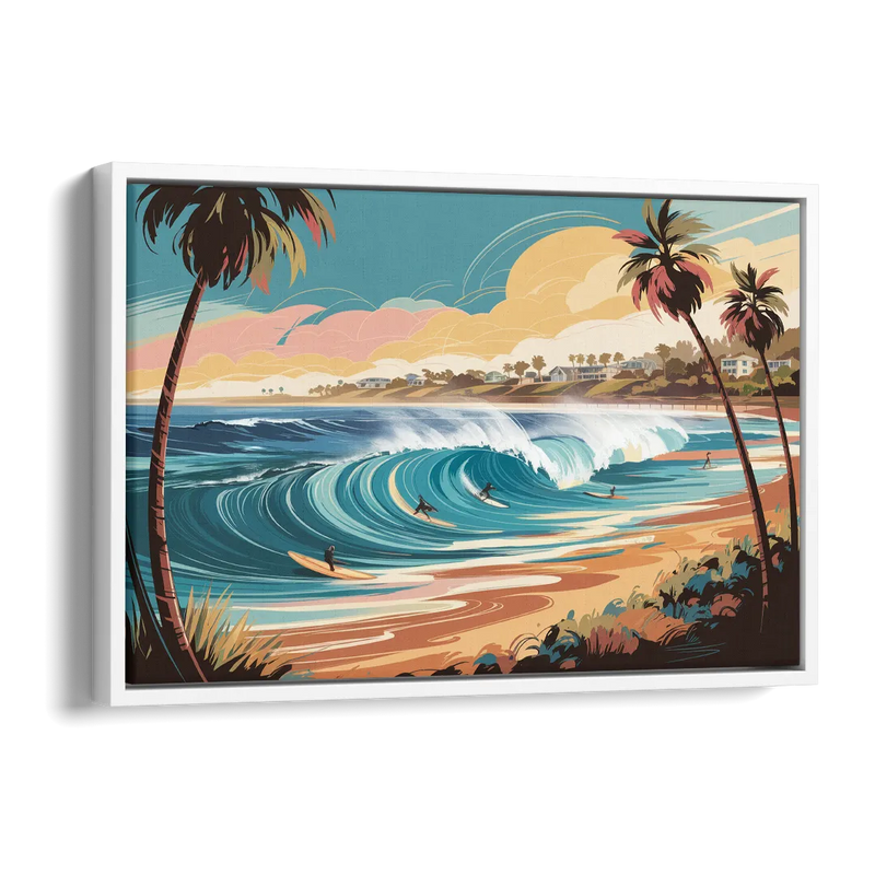 San Diego Surf Culture Side - White Canvas Wall Art