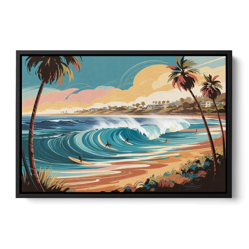 San Diego Surf Culture Front - Black Canvas Wall Art