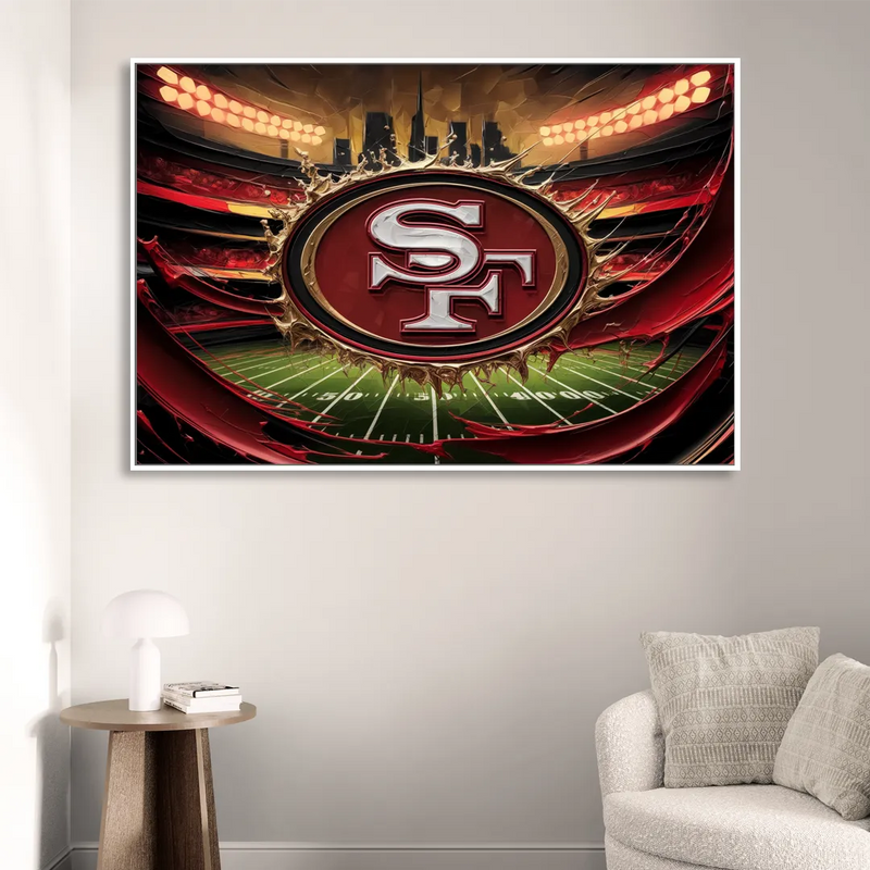 San Francisco 49Ers Team Pride Living Room - White Canvas Wall Art