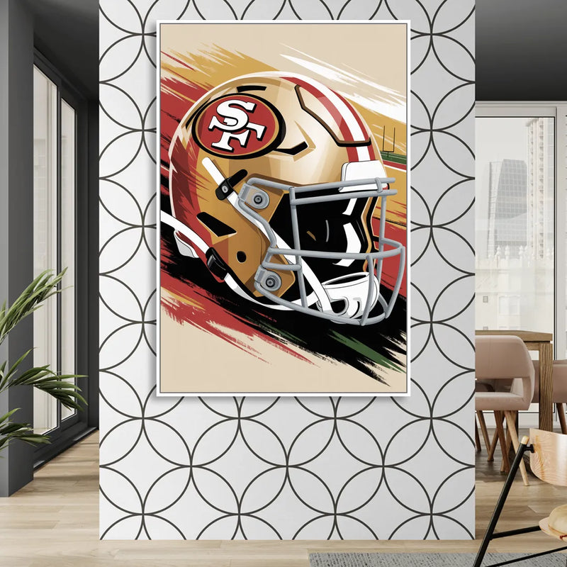 San Francisco 49ers Abstract Impressionistic Wall Art Sitting Room - White Canvas Wall Art
