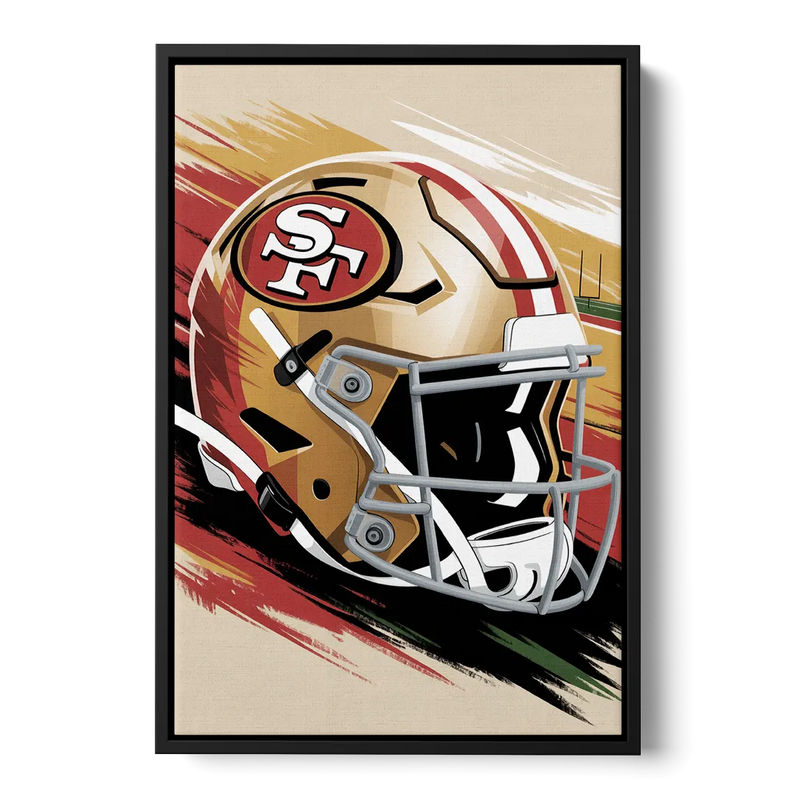 San Francisco 49ers Abstract Impressionistic Wall Art Front - Black Canvas Wall Art