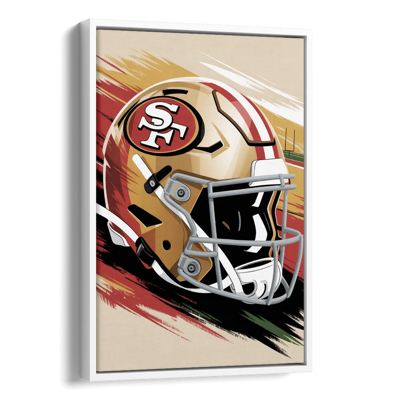 San Francisco 49ers Abstract Impressionistic Wall Art Side - White Canvas Wall Art