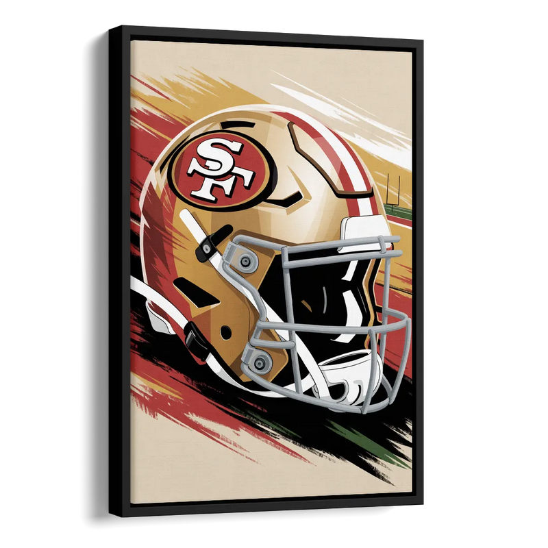 San Francisco 49ers Abstract Impressionistic Wall Art Side - Black Canvas Wall Art