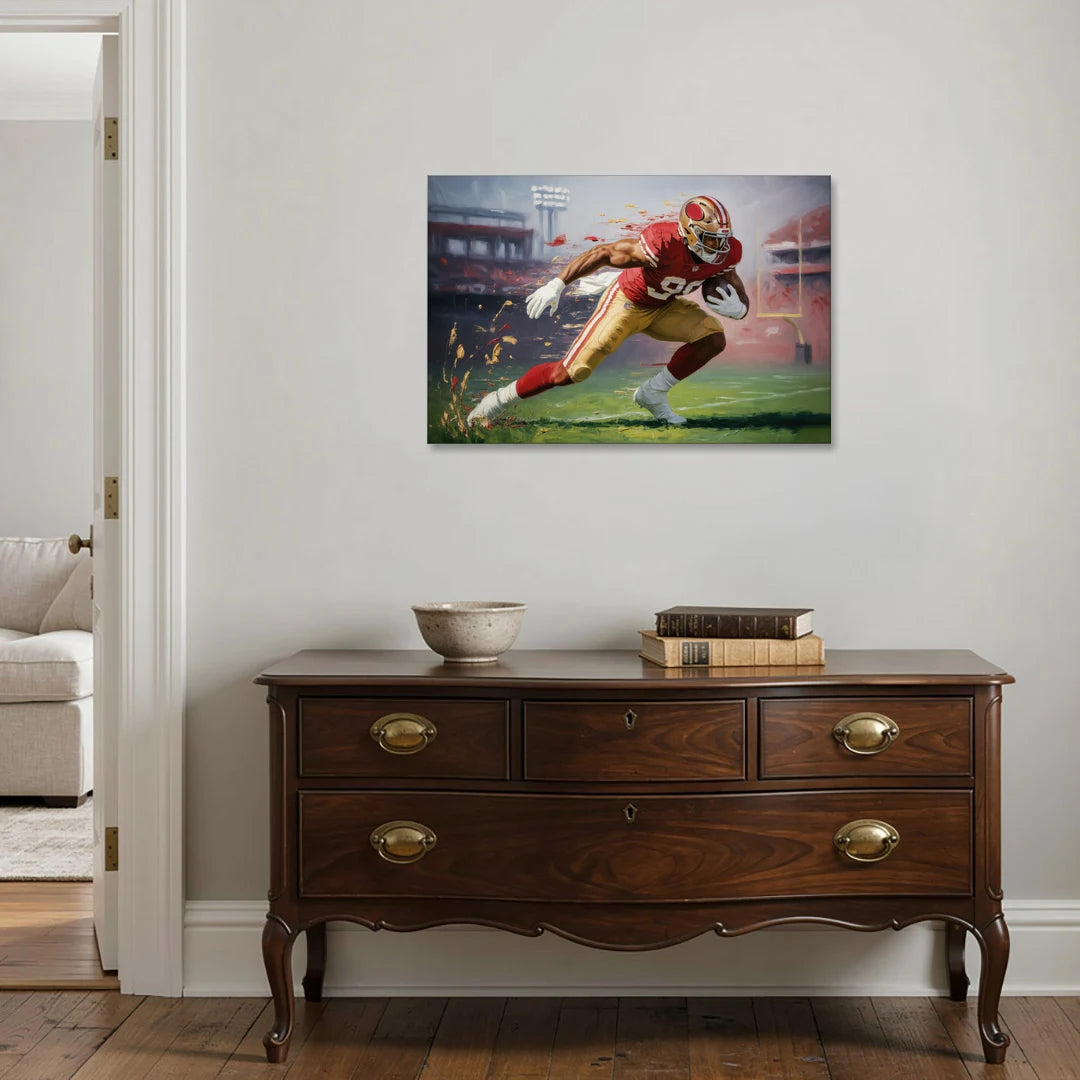 San Francisco 49ers Dynamic Impressionistic Action Art - Canvas Wall Art - Coffee Table - 36x24