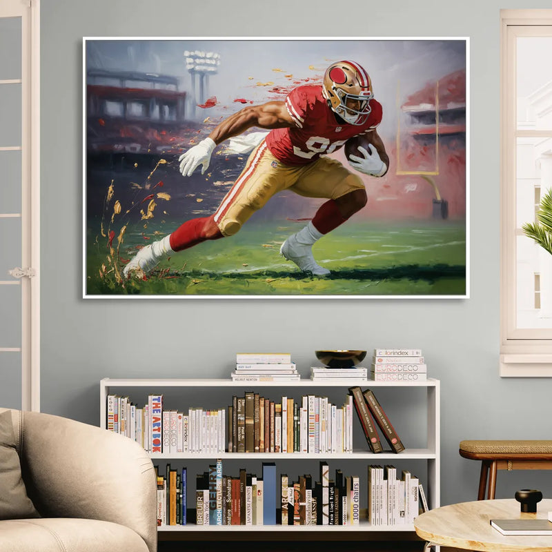 San Francisco 49ers Dynamic Impressionistic Action Art Sitting Room - White Canvas Wall Art