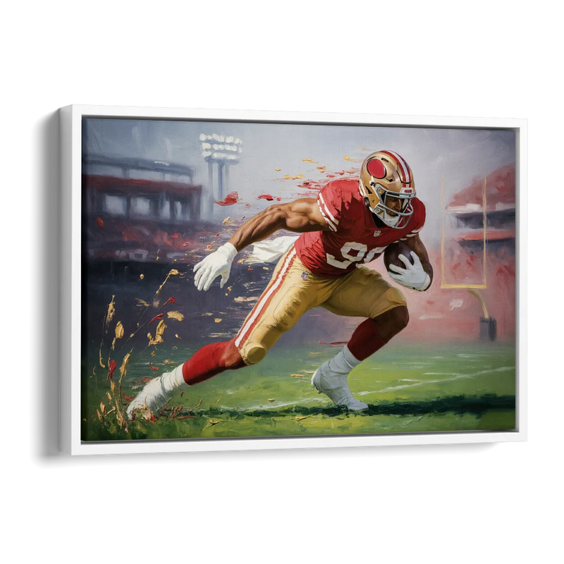 San Francisco 49ers Dynamic Impressionistic Action Art Side - White Canvas Wall Art