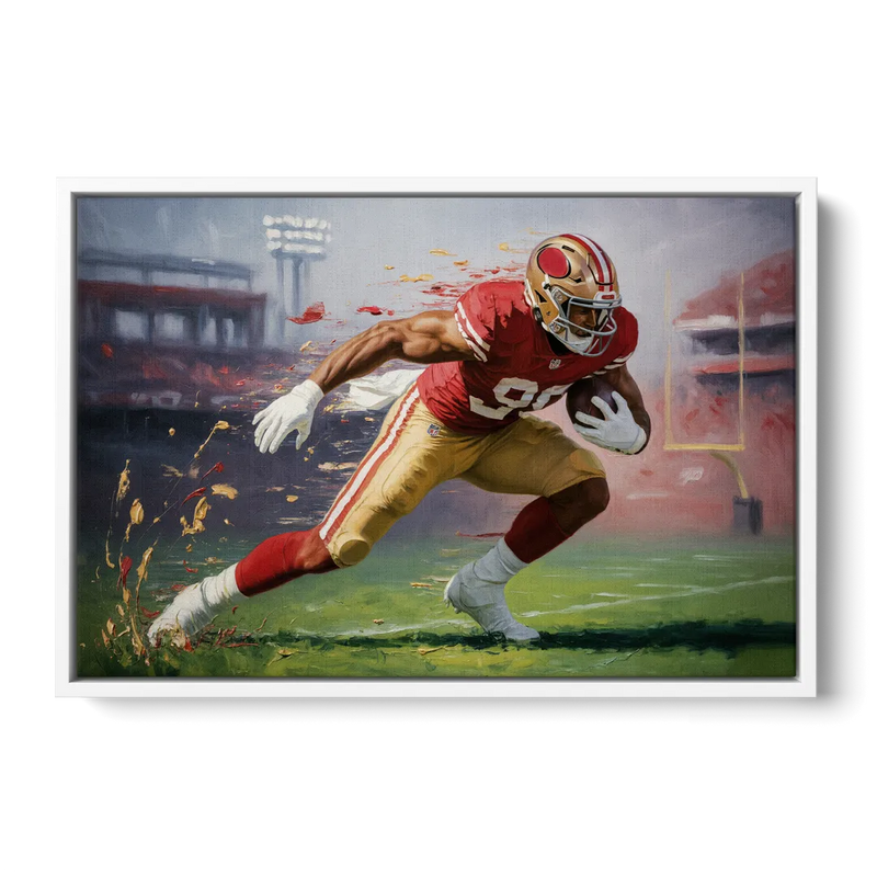 San Francisco 49ers Dynamic Impressionistic Action Art Front - White Canvas Wall Art