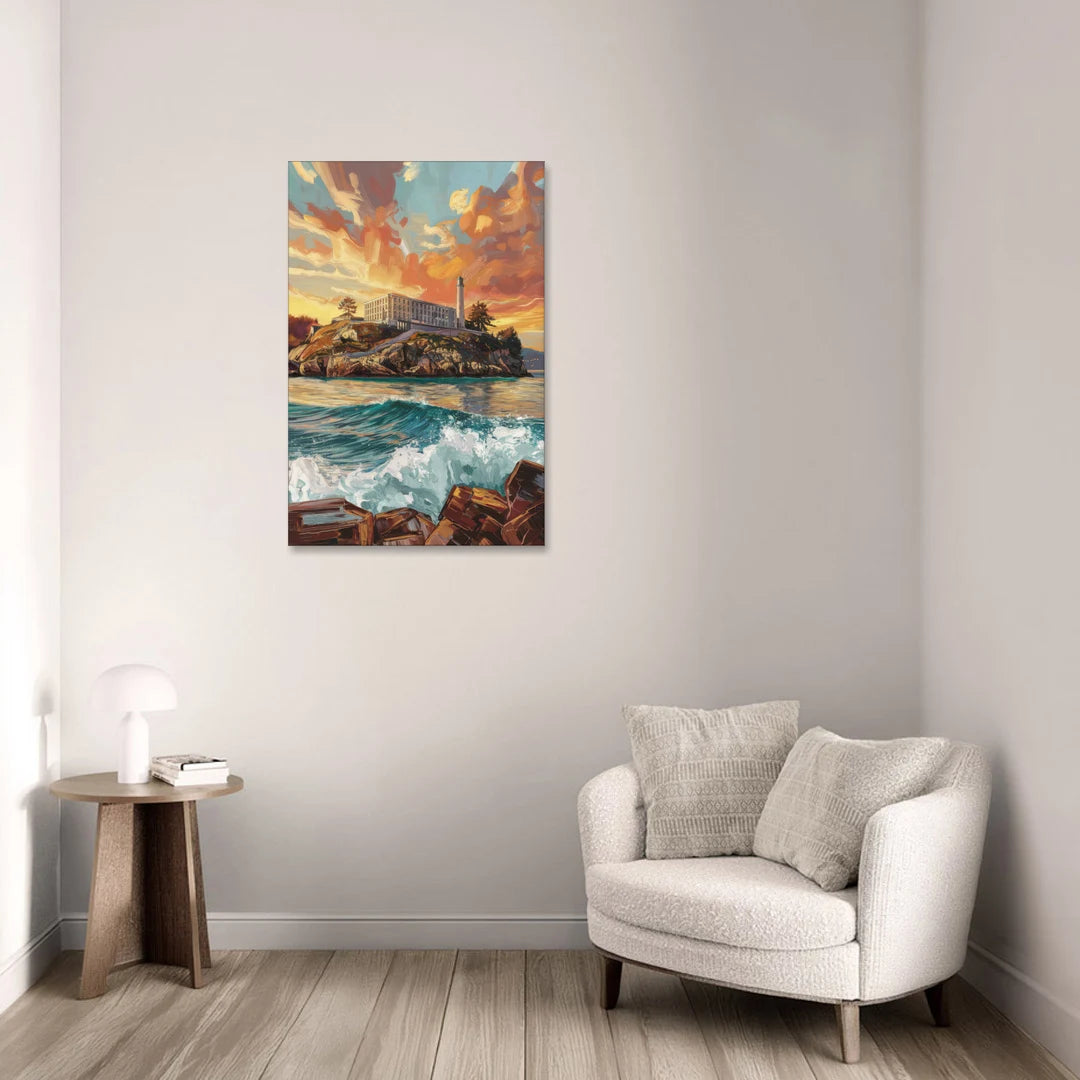 San Francisco Alcatraz Island - Canvas Wall Art - Sofa - 24x36
