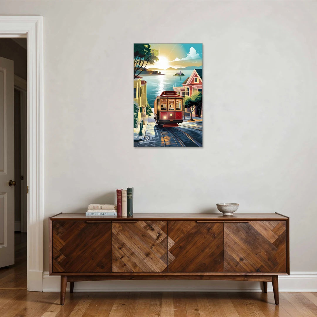 San Francisco Cable Car Journey - Canvas Wall Art - Coffee Table - 24x36