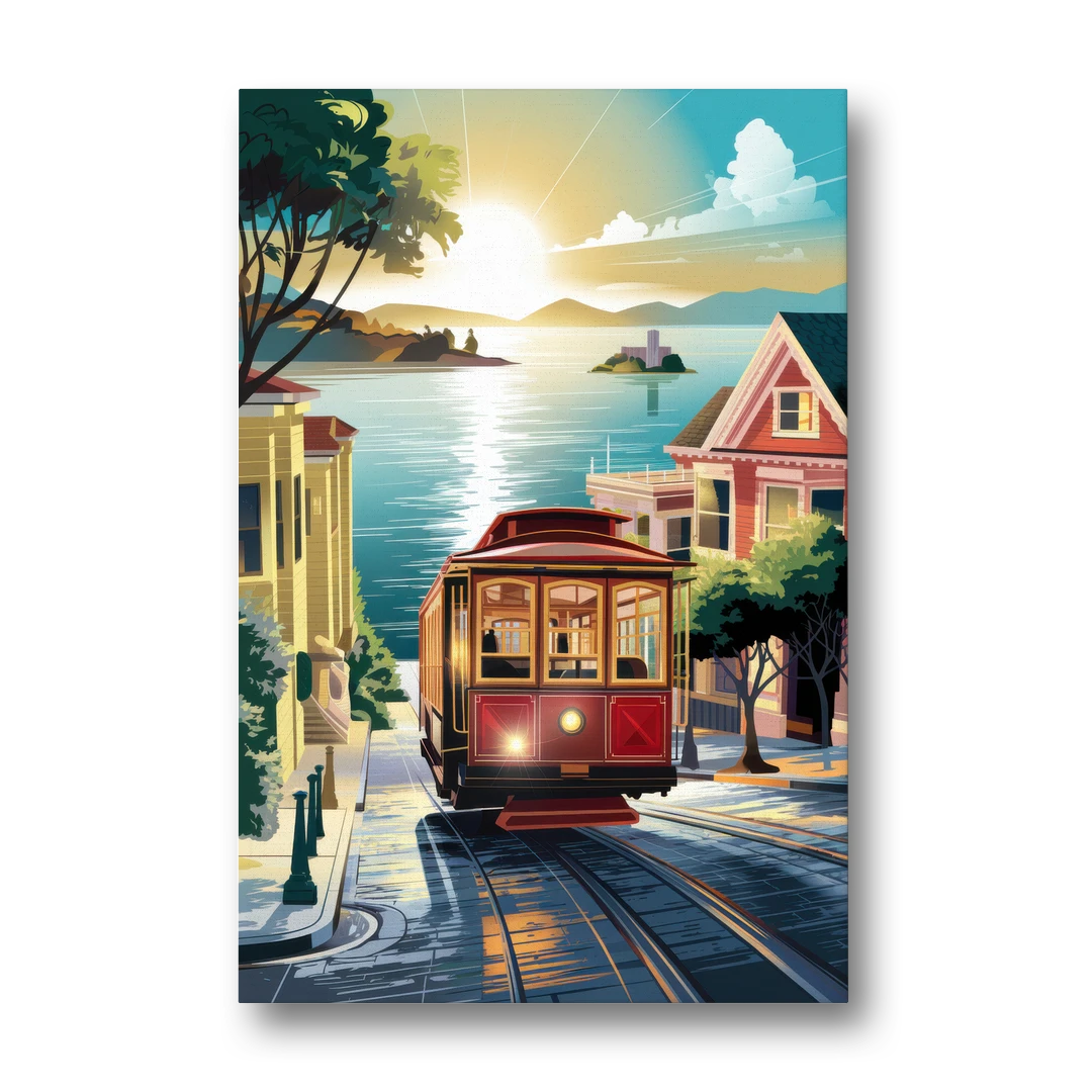 San Francisco Cable Car Journey - Canvas Wall Art - Front