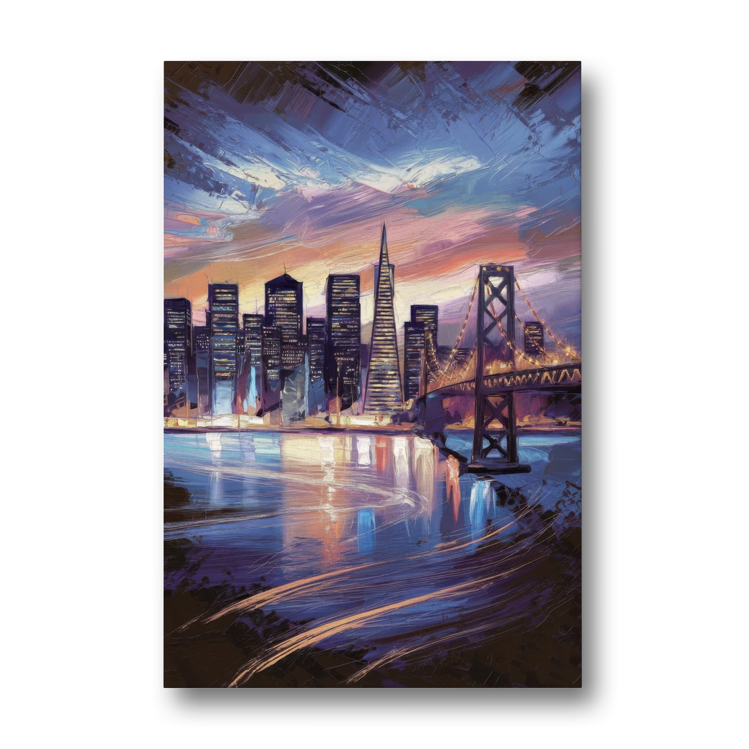 San Francisco Downtown Lights - Canvas Wall Art - Front