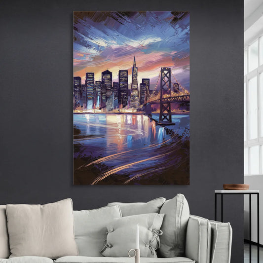 San Francisco Downtown Lights Living Room - Canvas Wall Art