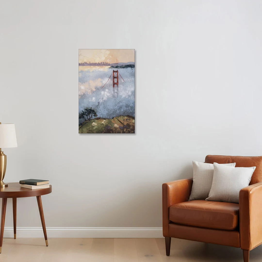 San Francisco Foggy Morning - Canvas Wall Art - Sofa - 20x30