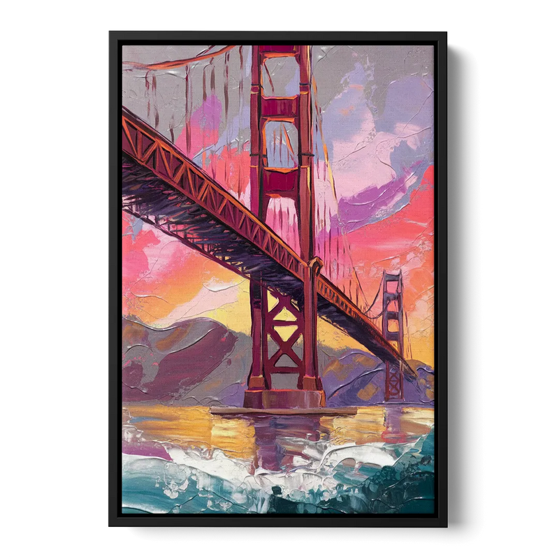 San Francisco Golden Gate Bridge Front - Black Canvas Wall Art