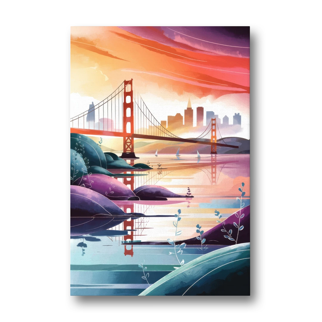 San Francisco Golden Gate Reflection - Canvas Wall Art - Front
