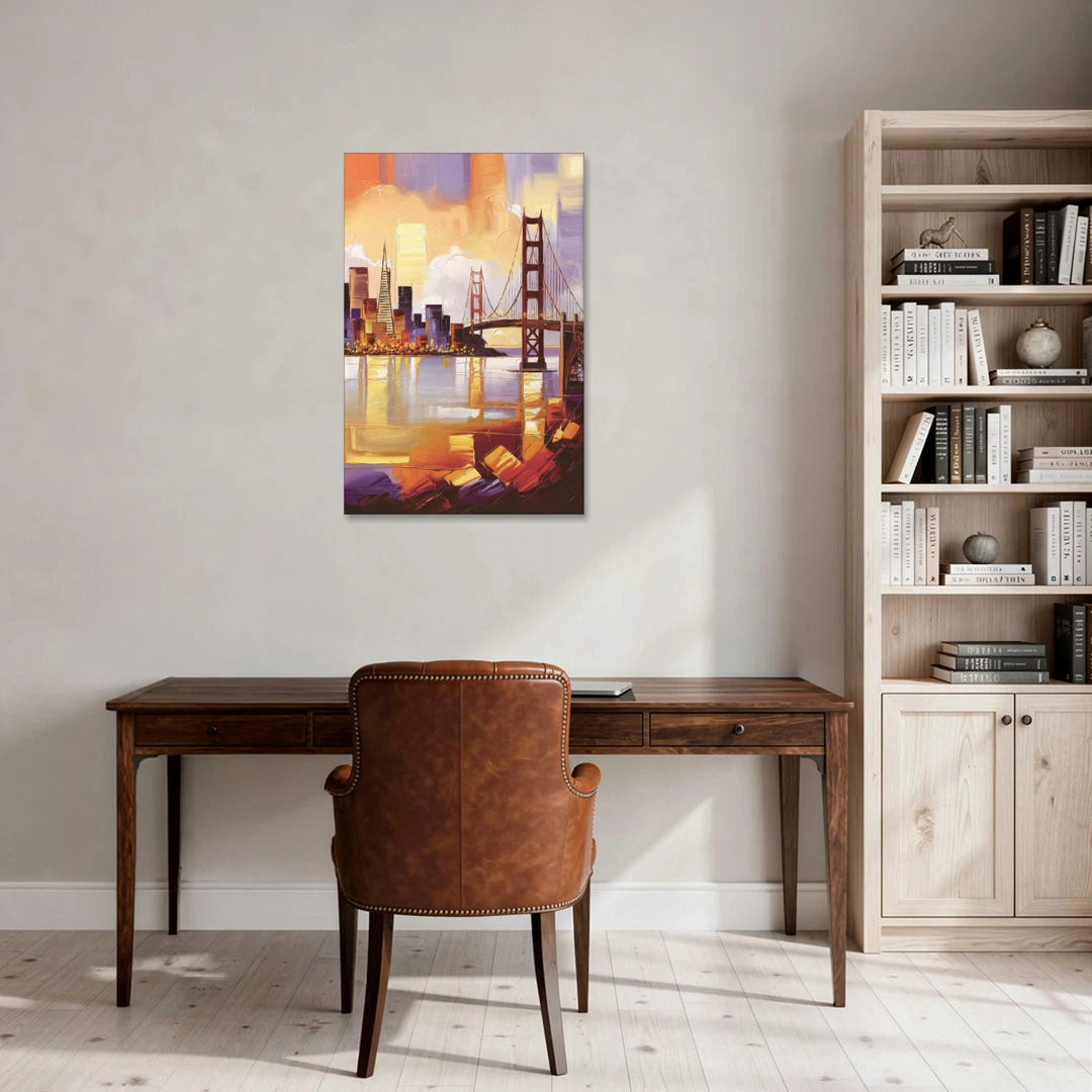 San Francisco Golden Hour Skyline - Canvas Wall Art - Office - 24x36