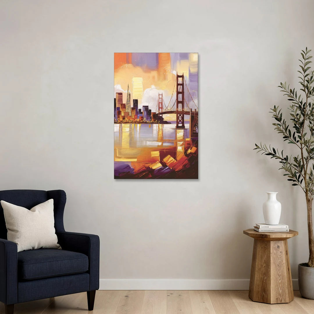 San Francisco Golden Hour Skyline - Canvas Wall Art - Sofa - 24x36