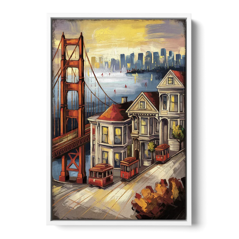 San Francisco Historic Architecture Front - White Canvas Wall Art