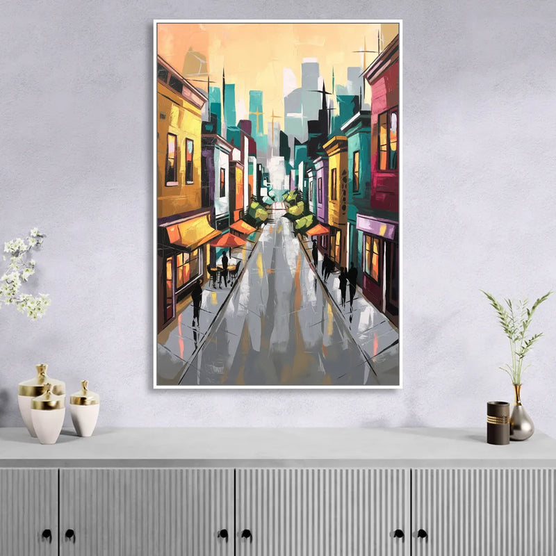 San Francisco Mission District Vibes Sitting Room - White Canvas Wall Art