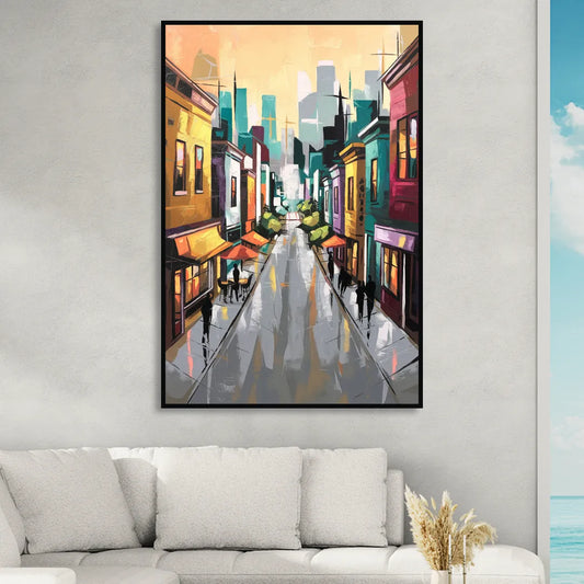 San Francisco Mission District Vibes Living Room - Black Canvas Wall Art
