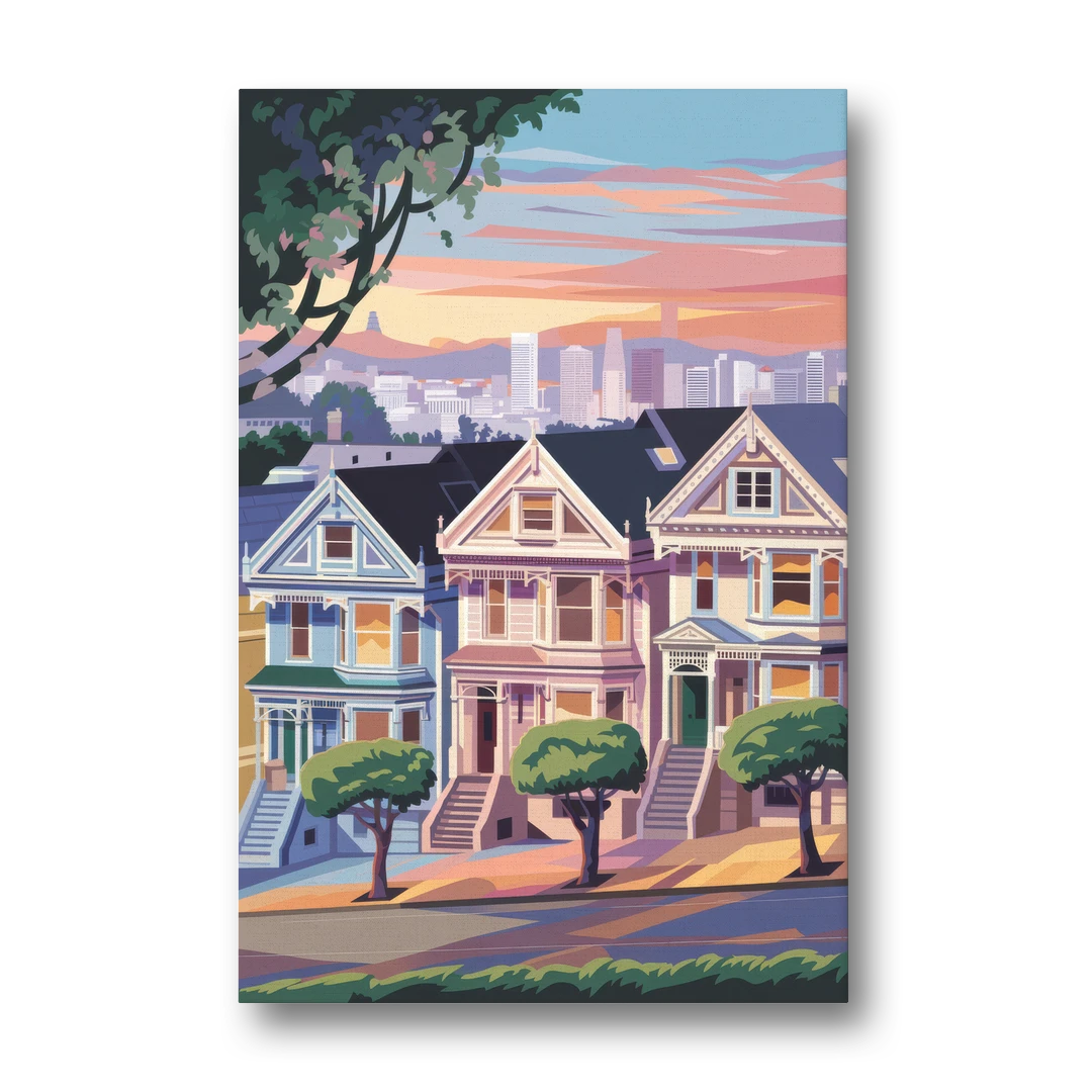 San Francisco Painted Ladies - Canvas Wall Art - Front