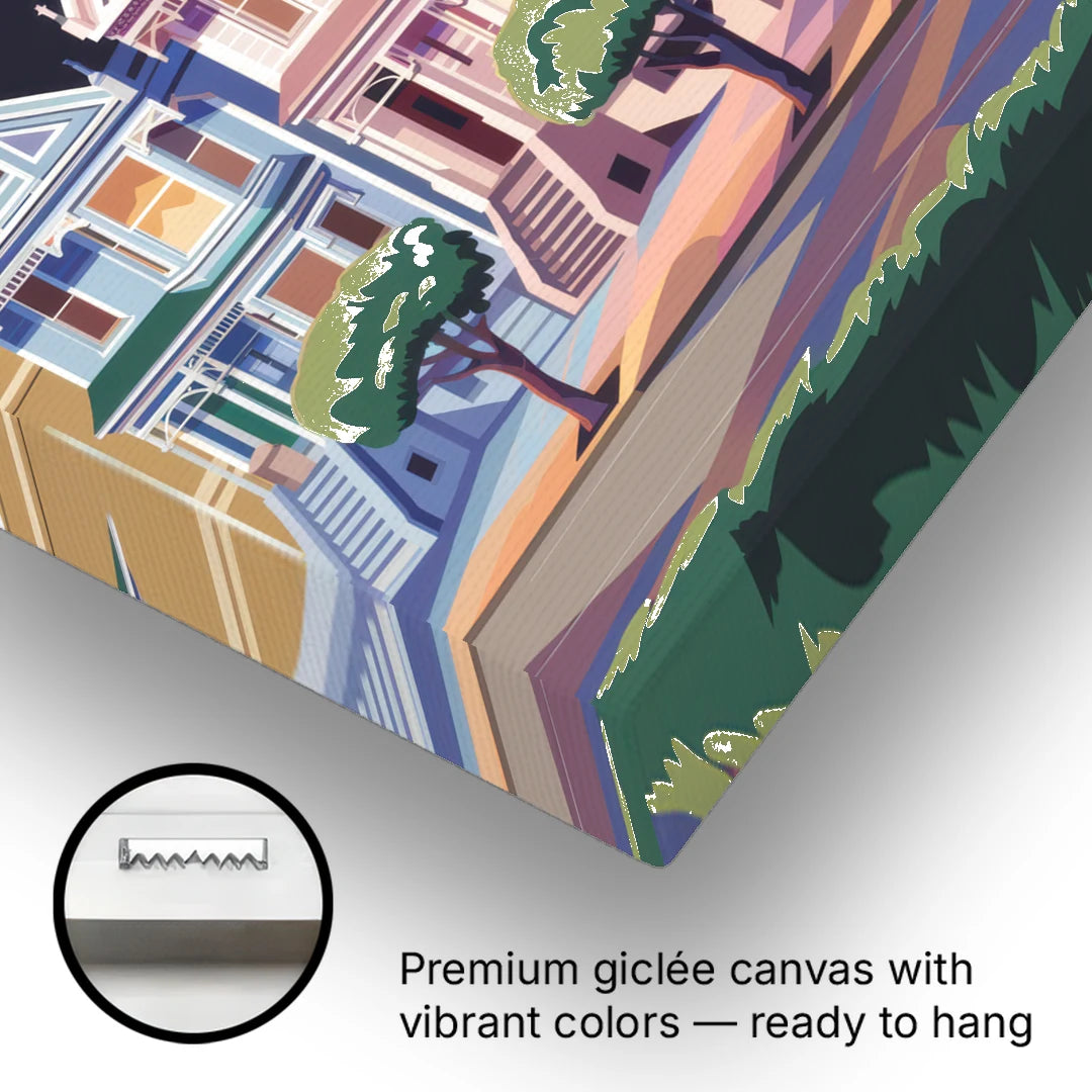 San Francisco Painted Ladies - Canvas Wall Art - Gallery Wrap Corner