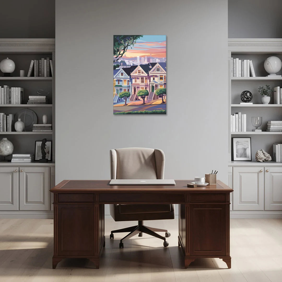 San Francisco Painted Ladies - Canvas Wall Art - Office - 24x36