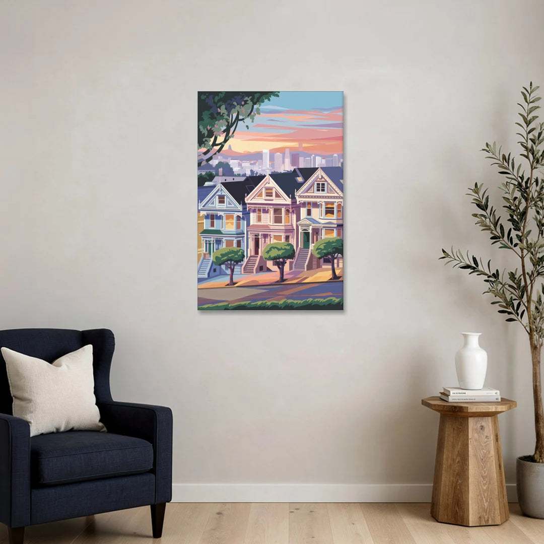San Francisco Painted Ladies - Canvas Wall Art - Sofa - 24x36