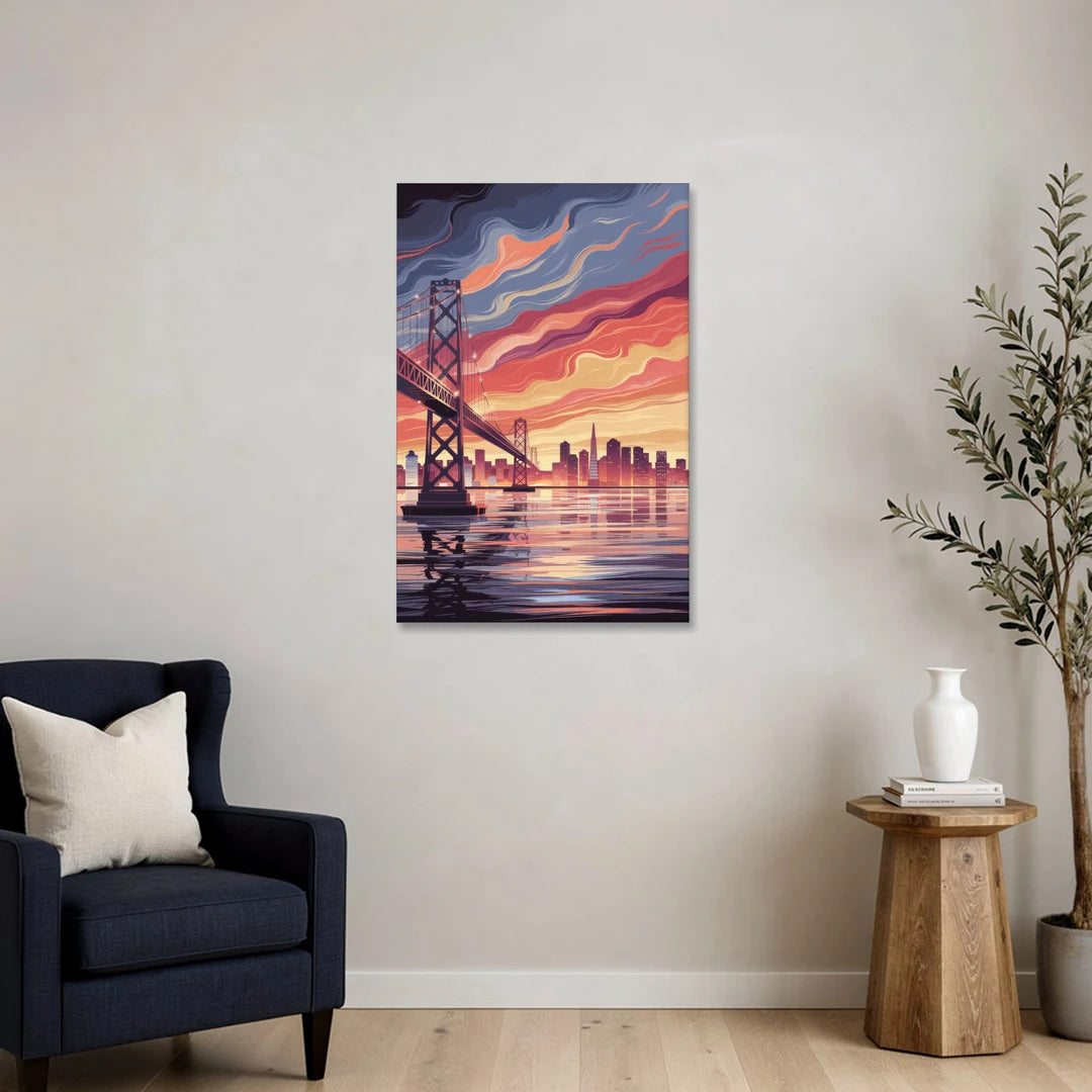 San Francisco Skyline at Sunset - Canvas Wall Art - Sofa - 24x36