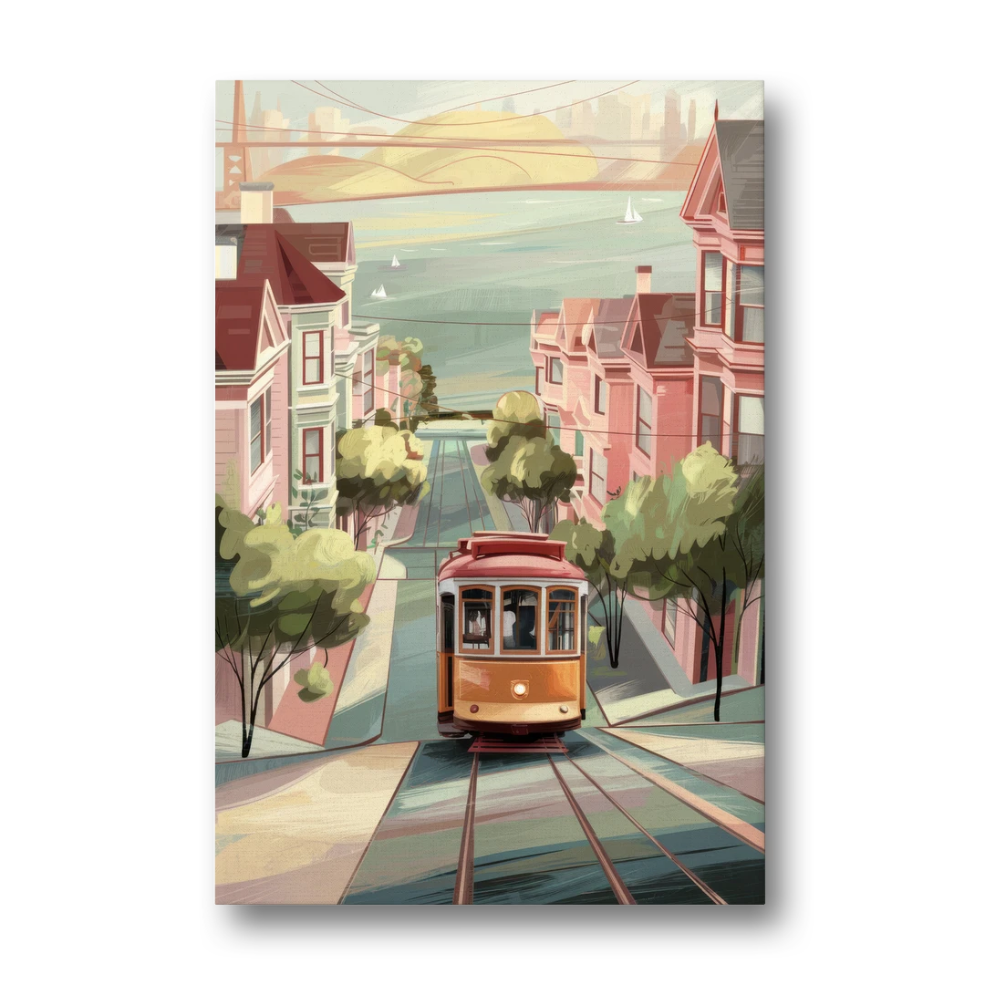 San Francisco Streetcar Charm - Canvas Wall Art - Front