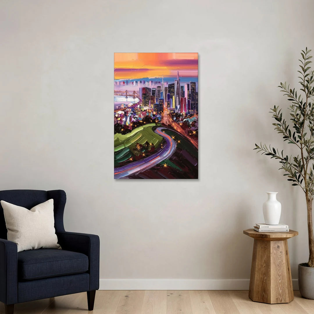 San Francisco Twin Peaks View - Canvas Wall Art - Sofa - 24x36