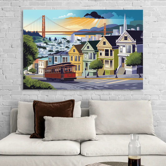 San Francisco Urban Landscape Living Room - Canvas Wall Art